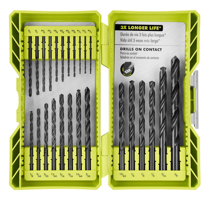 25 PC. ROUND SHANK BLACK OXIDE DRILL BIT SET | RYOBI