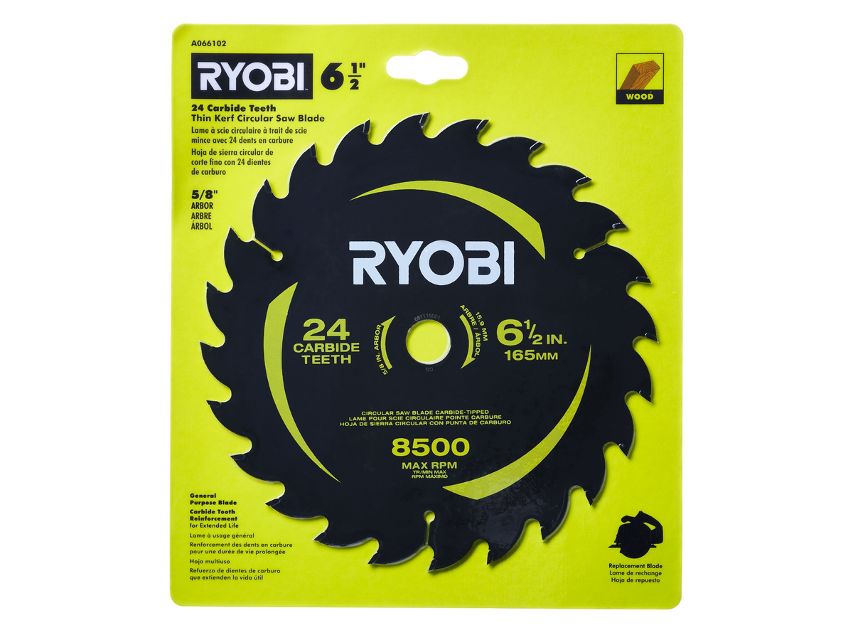6-1/2″ 24 CARBIDE TEETH THIN KERF CIRCULAR SAW BLADE | RYOBI