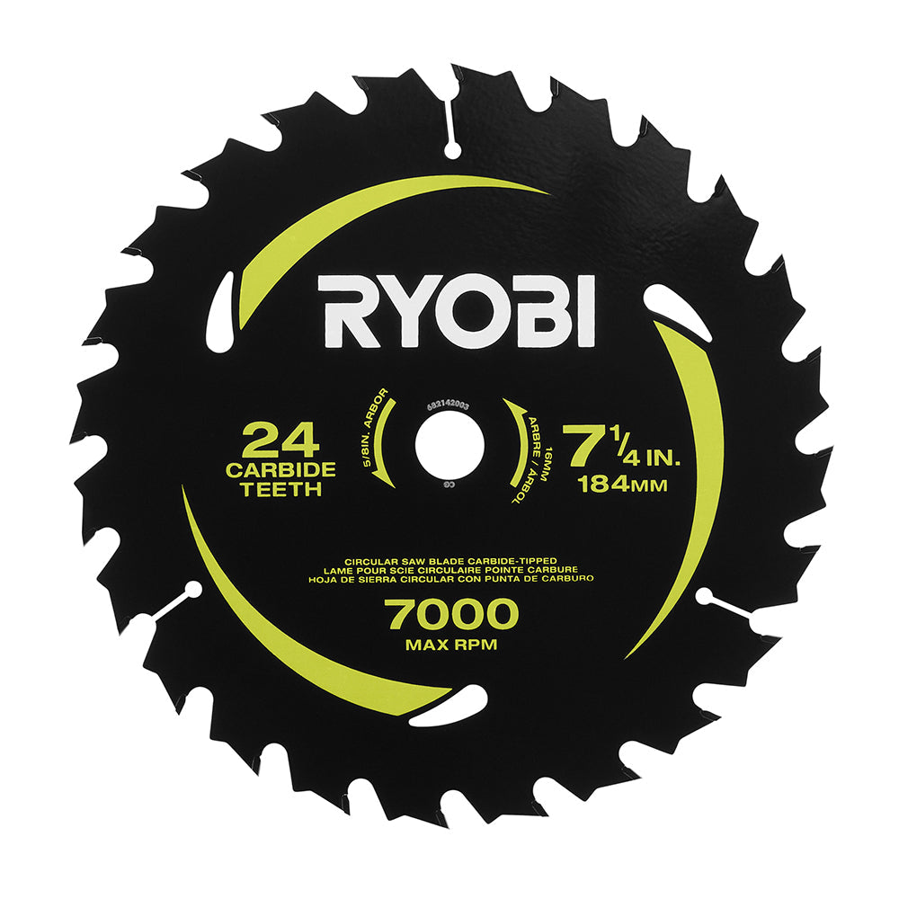 7-1/4″ X 24T CARBIDE TEETH THIN KERF CIRCULAR SAW BLADE | RYOBI