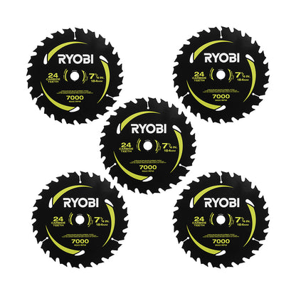 7-1/4″ X 24T CARBIDE TEETH THIN KERF CIRCULAR SAW BLADE SET (5 PIECE) | RYOBI