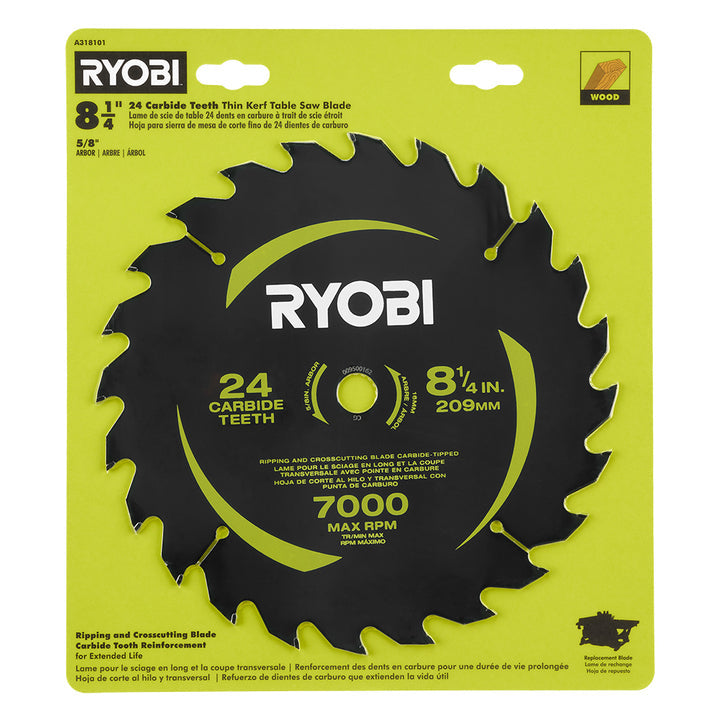8-1/4″ 24 CARBIDE TEETH THIN KERF TABLE SAW BLADE | RYOBI