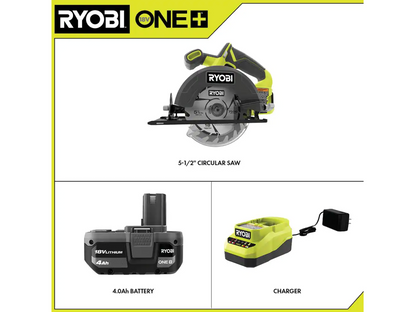 ONE+ 18V CORDLESS 5-1/2 IN. CIRCULAR SAW KIT WITH 4.0 AH BATTERY AND CHARGER | RYOBI