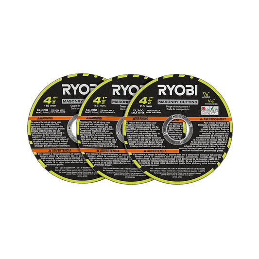 3 PC. 4-1/2″ MASONRY CUTTING WHEEL SET | RYOBI