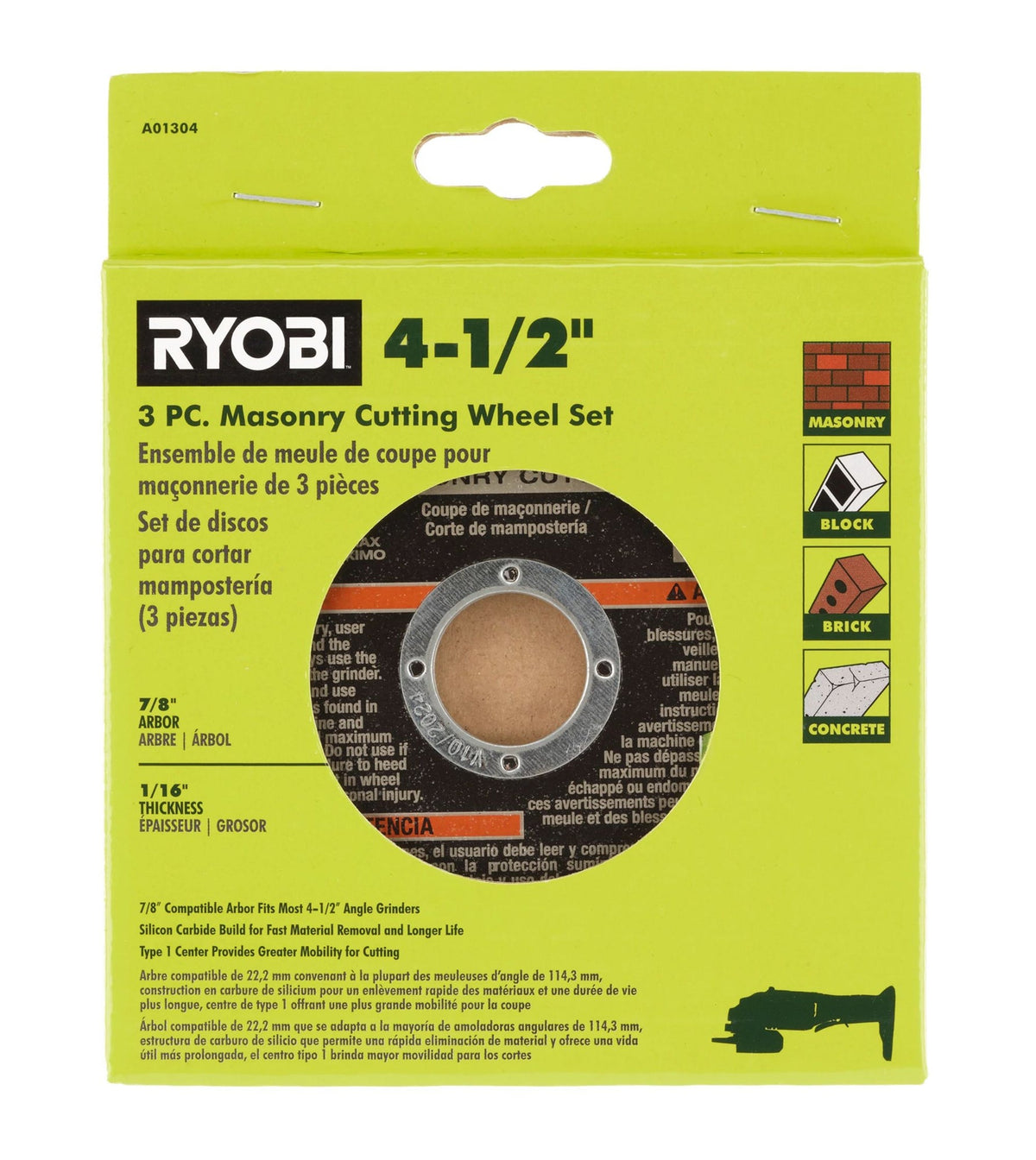 3 PC. 4-1/2″ MASONRY CUTTING WHEEL SET | RYOBI
