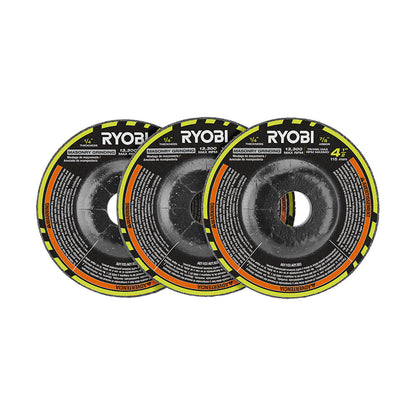 3 PC. 4-1/2″ MASONRY GRINDING WHEEL SET | RYOBI