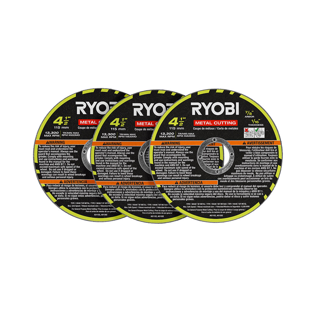 3 PC. 4-1/2″ METAL CUTTING WHEEL SET | RYOBI