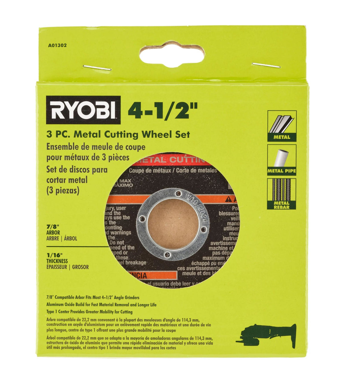 3 PC. 4-1/2″ METAL CUTTING WHEEL SET | RYOBI