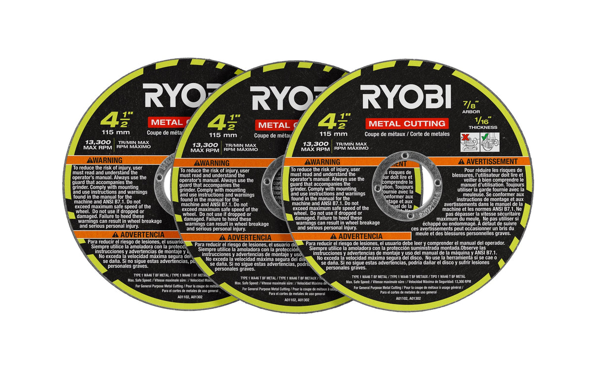 3 PC. 4-1/2″ METAL CUTTING WHEEL SET | RYOBI