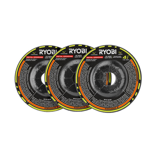 3 PC. 4-1/2″ METAL GRINDING WHEEL SET | RYOBI