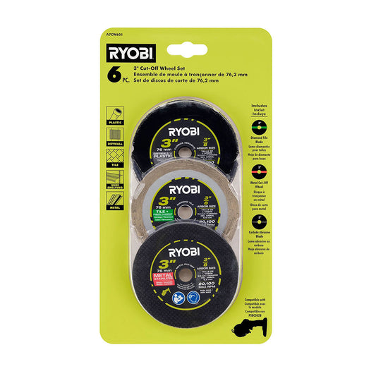 RYOBI 6 PC. 3 IN. CUT-OFF WHEEL SET | RYOBI