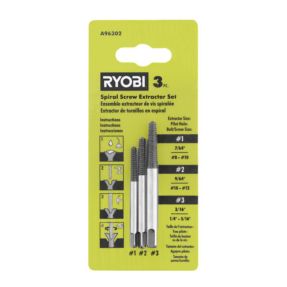 3 PC. SPIRAL SCREW EXTRACTOR SET | RYOBI