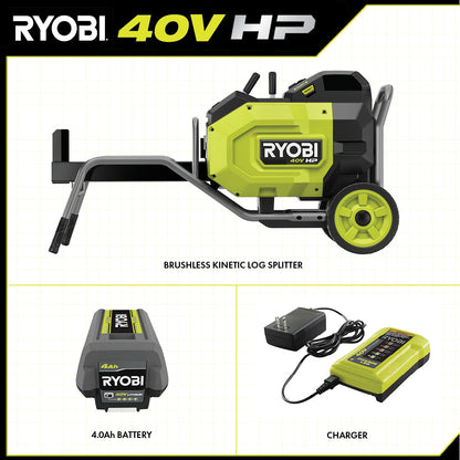 40V HP BRUSHLESS KINETIC LOG SPLITTER KIT | RYOBI