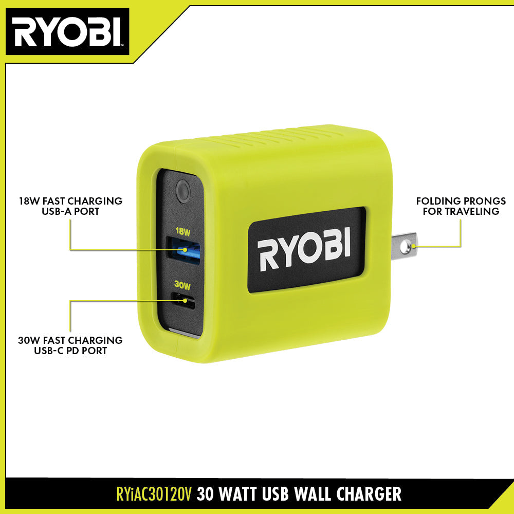 30 WATT USB WALL CHARGER | RYOBI