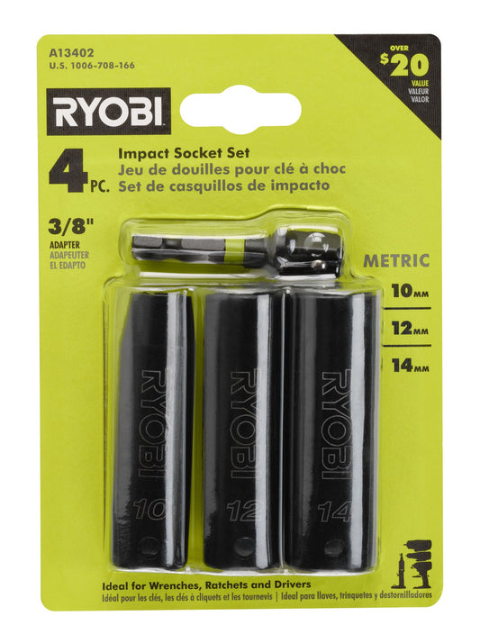 4 PC. 3/8″ DRIVE METRIC IMPACT SOCKET SET | RYOBI