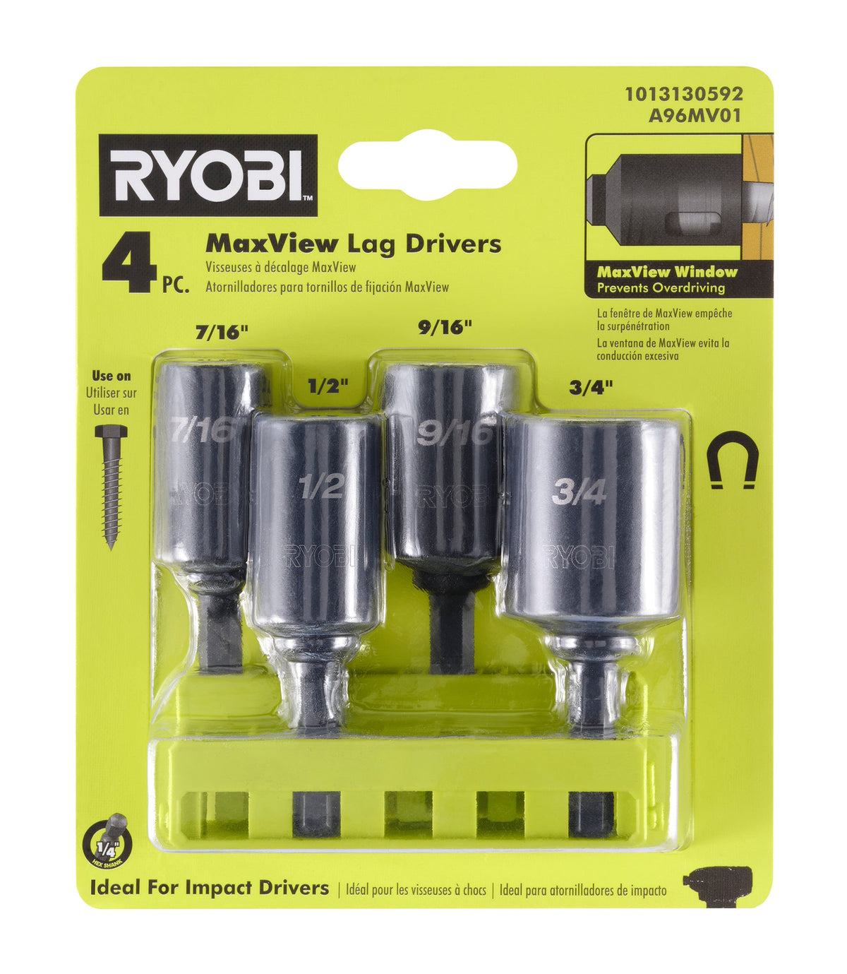 4 PC. MAXVIEW? LAG DRIVERS | RYOBI