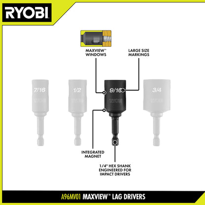 4 PC. MAXVIEW? LAG DRIVERS | RYOBI