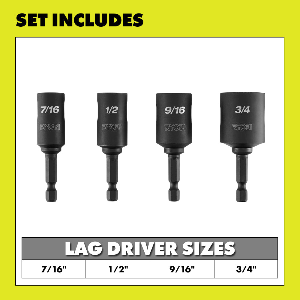 4 PC. MAXVIEW? LAG DRIVERS | RYOBI