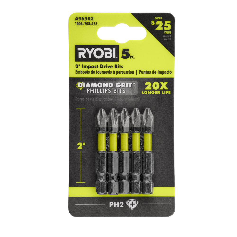 5 PC. 2″ DIAMOND GRIT IMPACT DRIVE BITS | RYOBI