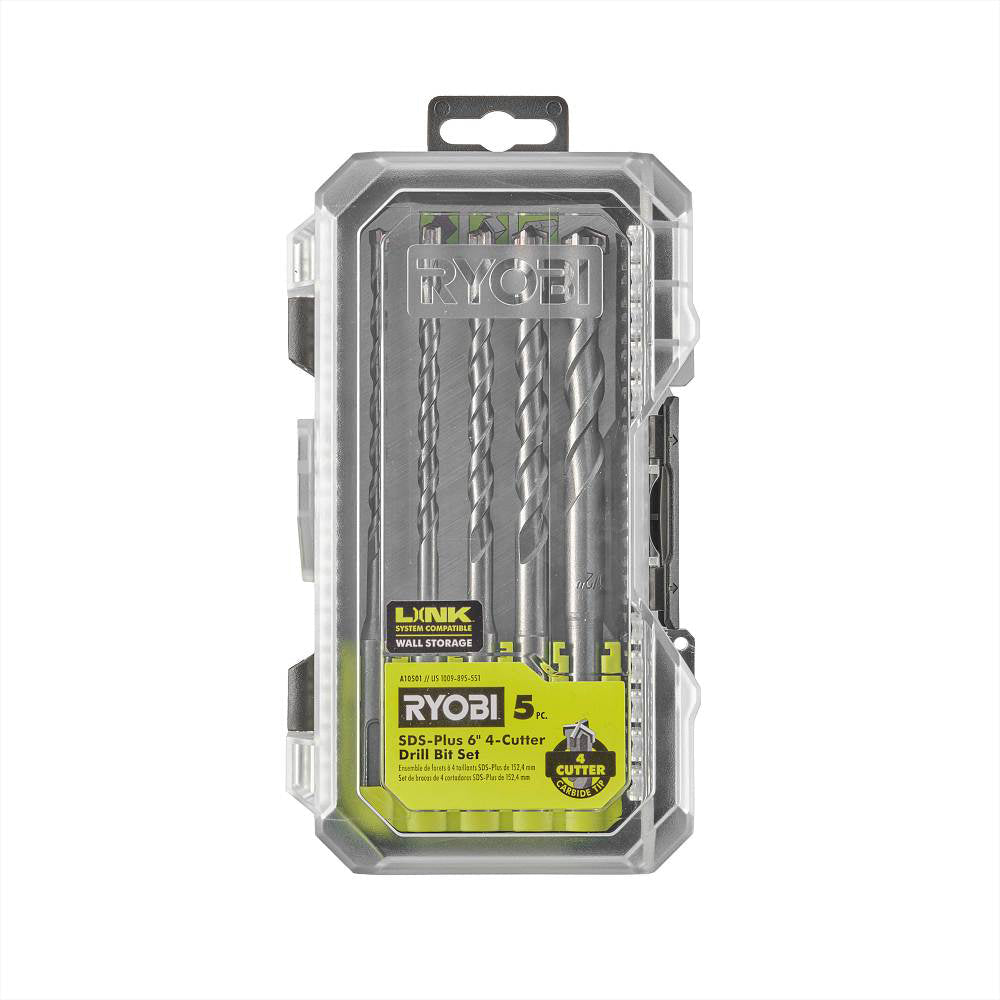 5 PC. SDS-PLUS 6″ 4-CUTTER DRILL BIT SET | RYOBI