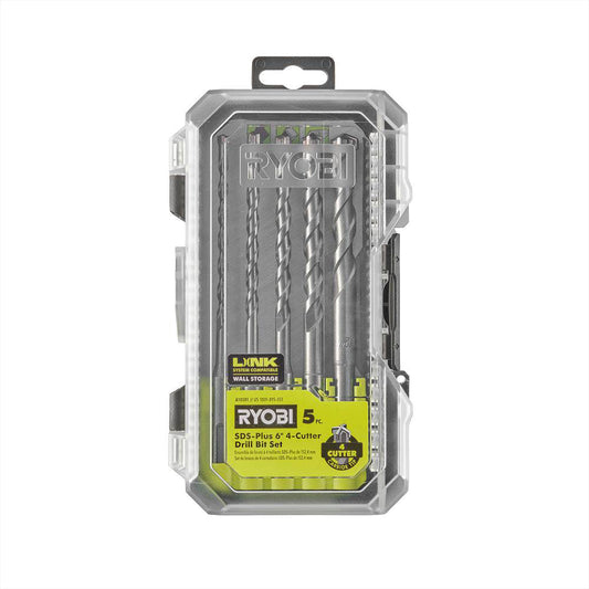 5 PC. SDS-PLUS 6″ 4-CUTTER DRILL BIT SET | RYOBI