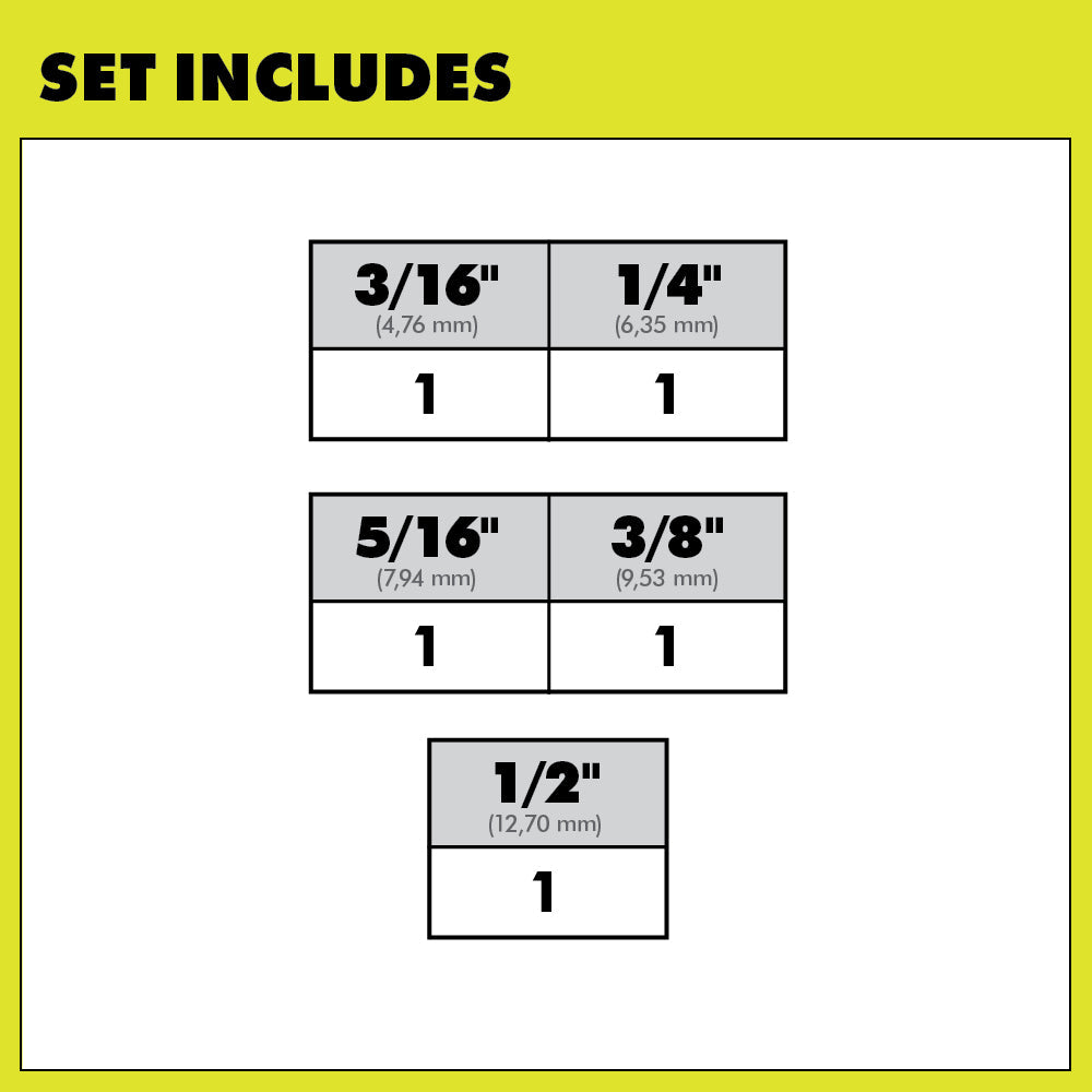 5 PC. SDS-PLUS 6″ 4-CUTTER DRILL BIT SET | RYOBI