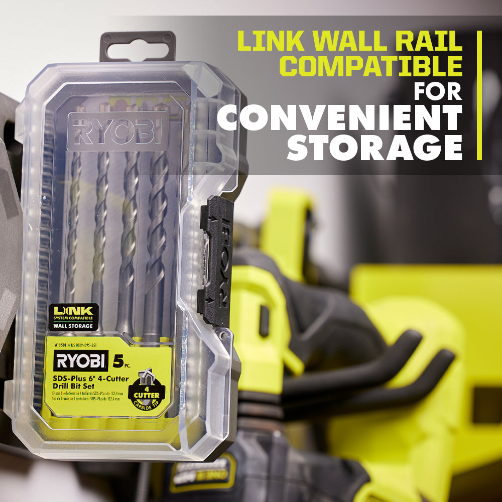 5 PC. SDS-PLUS 6″ 4-CUTTER DRILL BIT SET | RYOBI