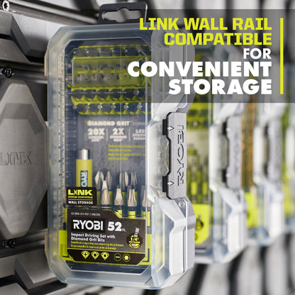 52 PC. IMPACT DRIVING SET WITH DIAMOND GRIT BITS | RYOBI