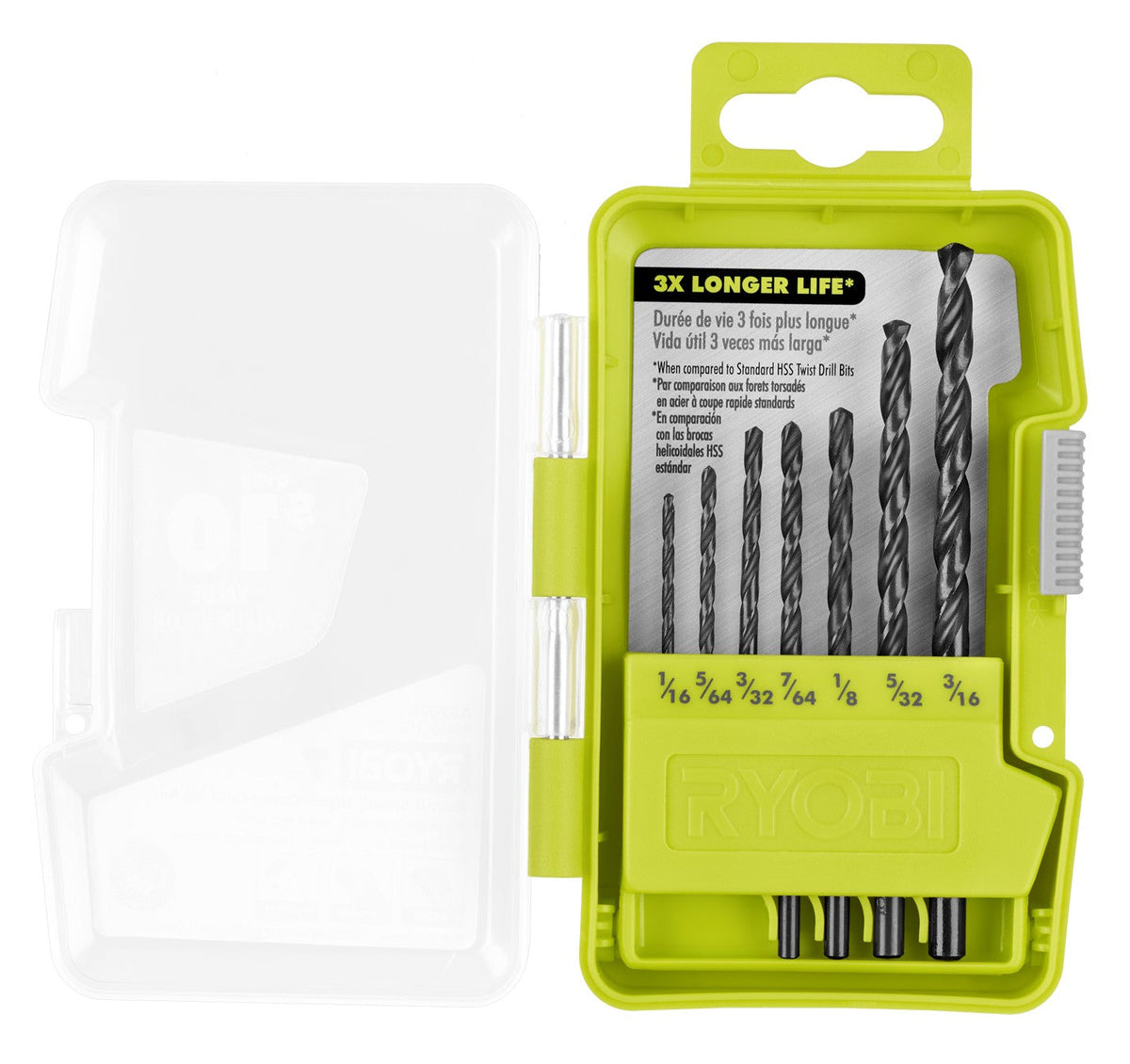 7 PC. ROUND SHANK BLACK OXIDE DRILL BIT SET | RYOBI