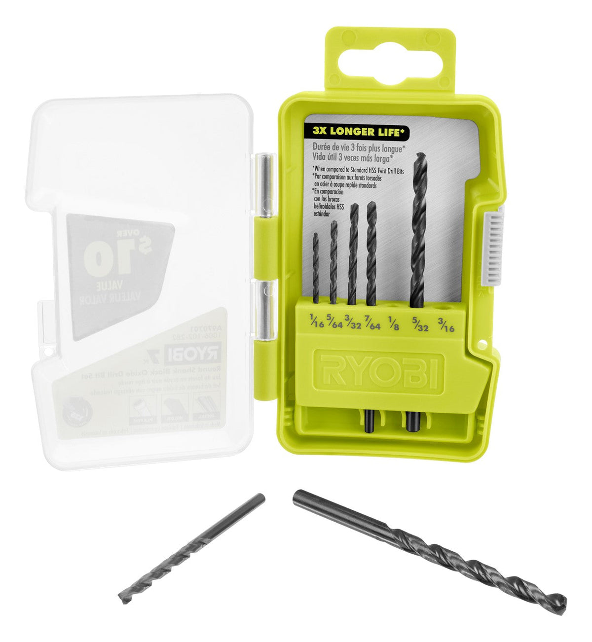 7 PC. ROUND SHANK BLACK OXIDE DRILL BIT SET | RYOBI