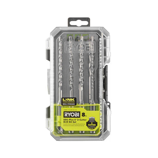 8 PC. SDS-PLUS 6″ 2-CUTTER DRILL BIT SET | RYOBI