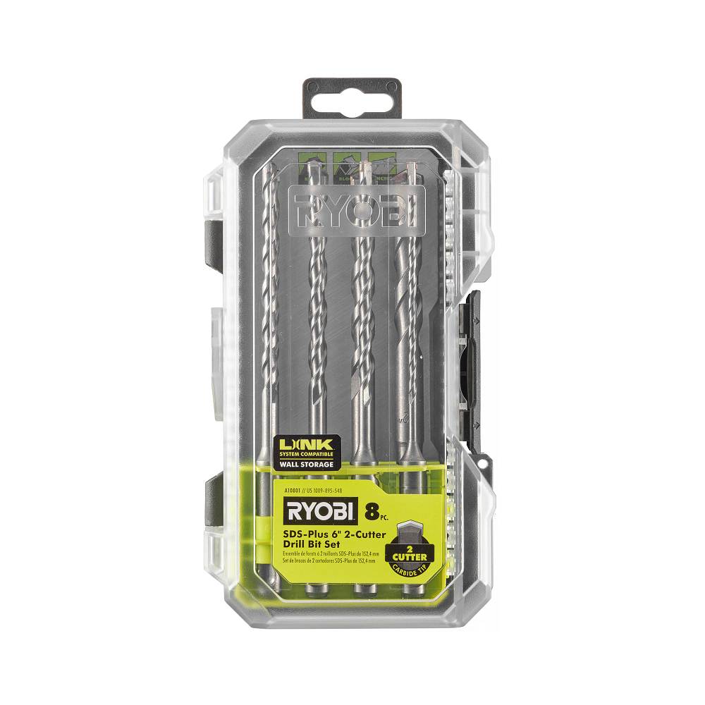 8 PC. SDS-PLUS 6″ 2-CUTTER DRILL BIT SET | RYOBI