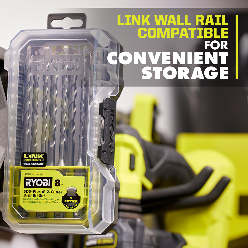 8 PC. SDS-PLUS 6″ 2-CUTTER DRILL BIT SET | RYOBI