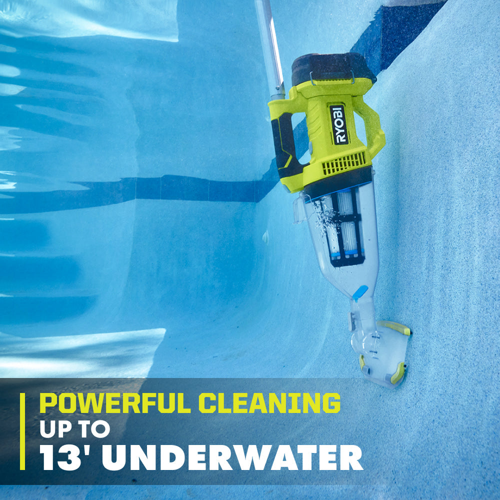 18V ONE+ HANDHELD CORDLESS POOL VACUUM CLEANER (TOOL ONLY) WITH FLOOR HEAD | RYOBI