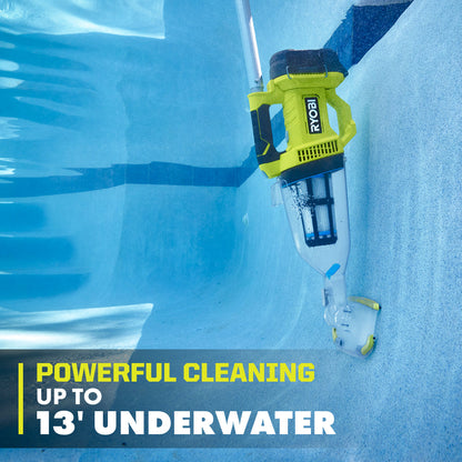 18V ONE+ HANDHELD CORDLESS POOL VACUUM CLEANER (TOOL ONLY) WITH FLOOR HEAD | RYOBI
