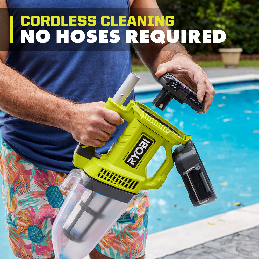 18V ONE+ HANDHELD CORDLESS POOL VACUUM CLEANER (TOOL ONLY) WITH FLOOR HEAD | RYOBI