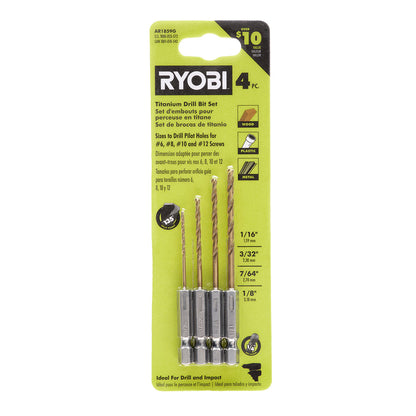 HEX SHANK PILOT TITANIUM DRILL BIT SET (4 PC.) | RYOBI