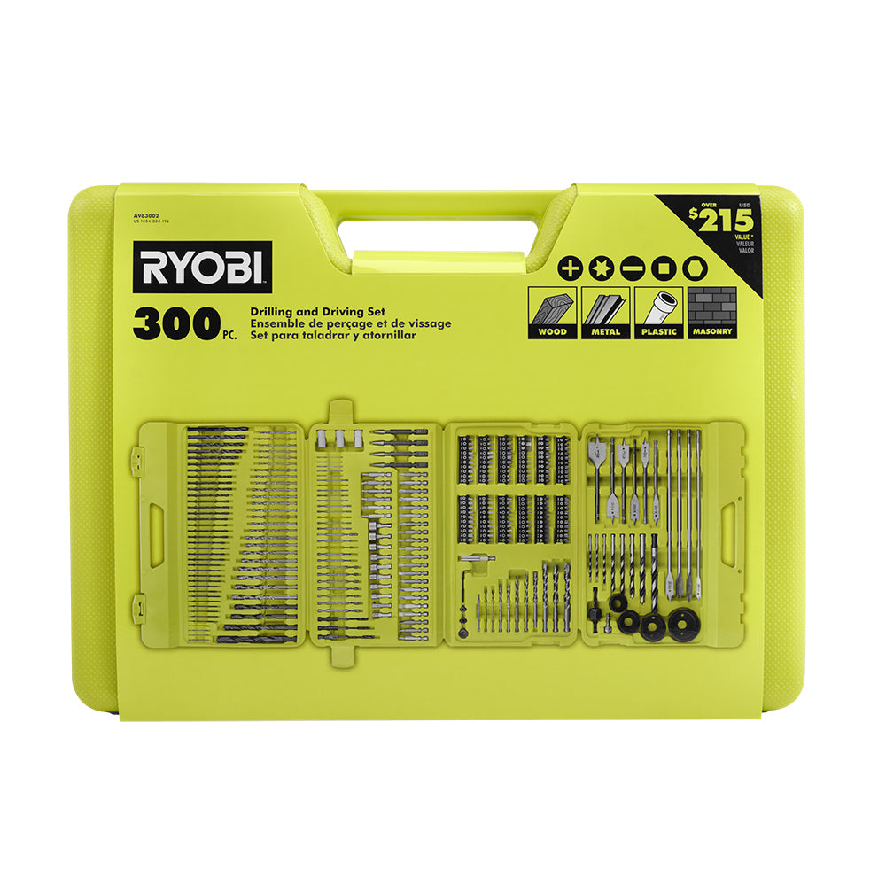 MULTI-MATERIAL DRILL AND DRIVE KIT (300-PIECE) WITH CASE | RYOBI