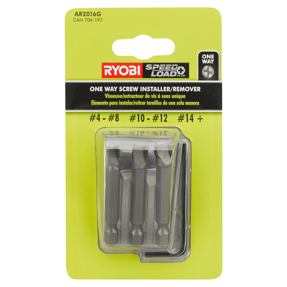 ONE-WAY SCREW REMOVER/INSTALLER SET WITH SLEEVE (3 PC.) | RYOBI