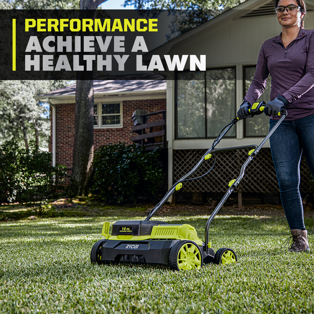 18V ONE+ HP BRUSHLESS 14″ DETHATCHER/AERATOR KIT | RYOBI